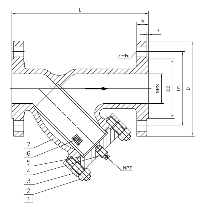 Cast Steel Flanged Y Strainer Dimensions